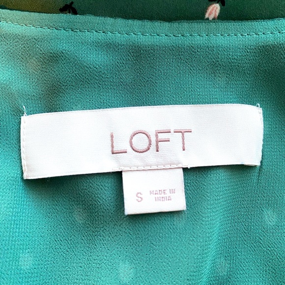 Loft Green Cut-In Cami Top with Blush Pink Tulips, S - Picture 5 of 8